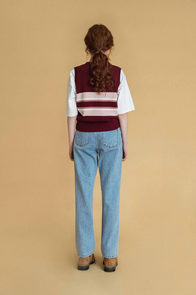 Take knit vest_wine