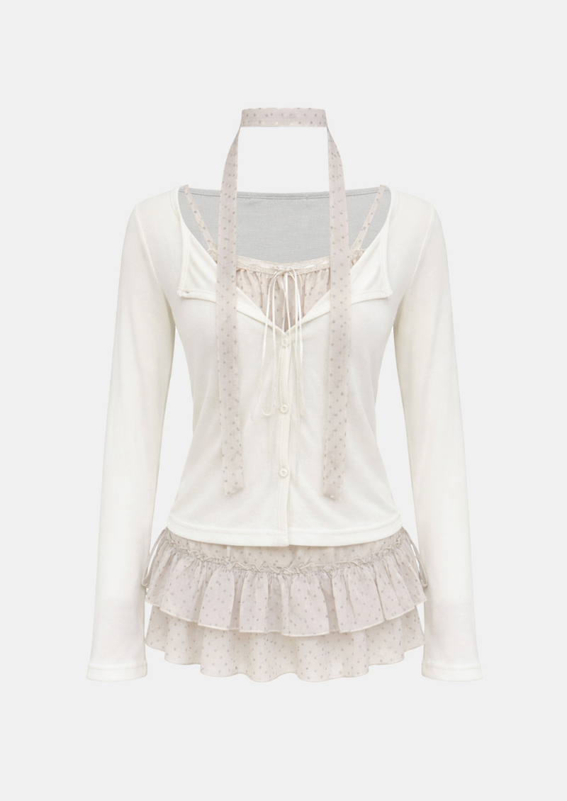 Sophie Dot Layered Cardigan Set