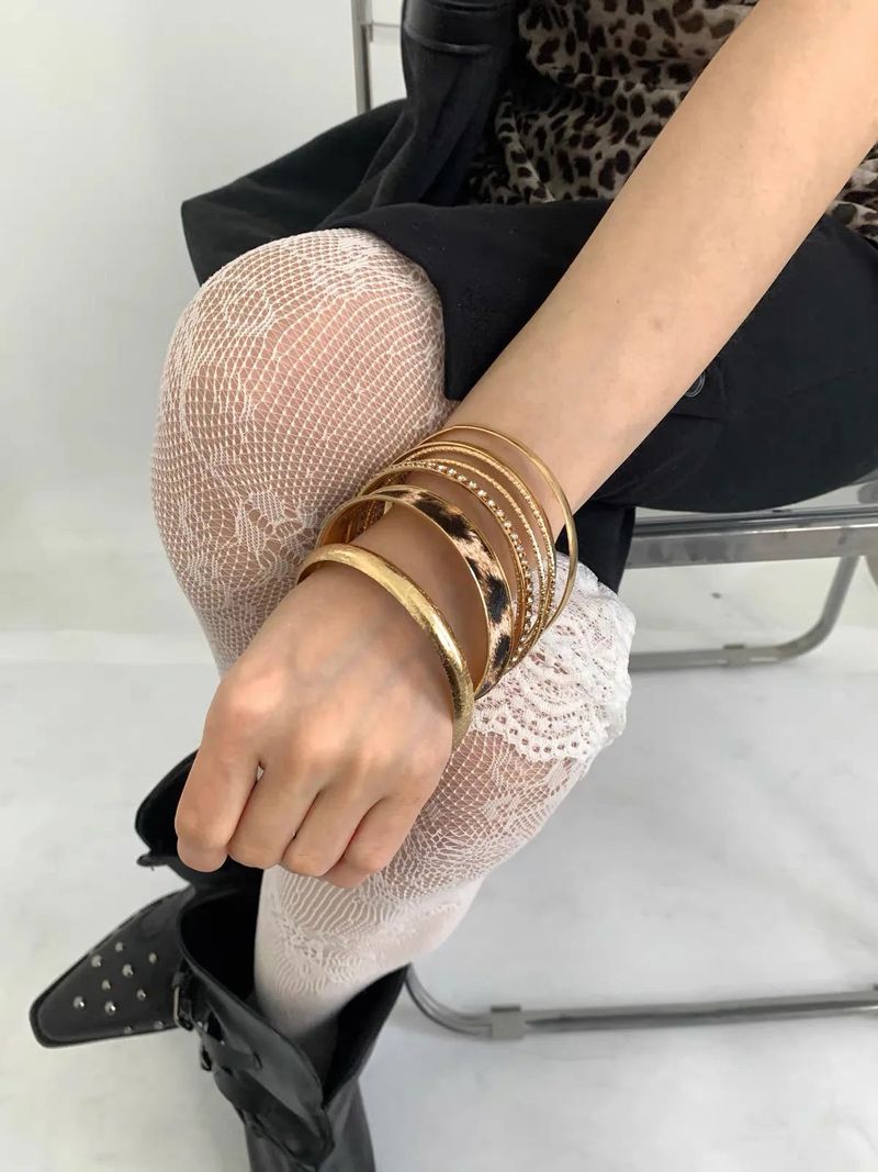 Leopard twinkle gold bangle SET