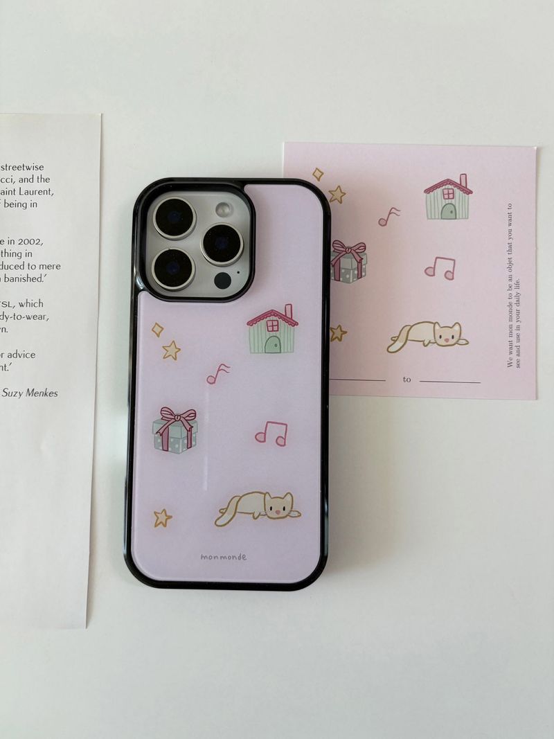love cat  phone case (pink)
