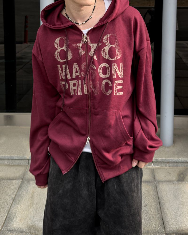 Dakel Vintage Graphic Zip-Up Hoodie