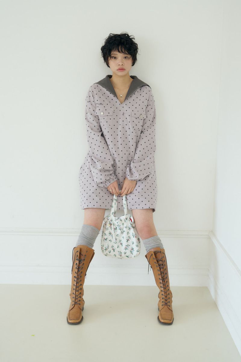 POLKA STAR PATCH SAILOR DRESS (PURPLE)