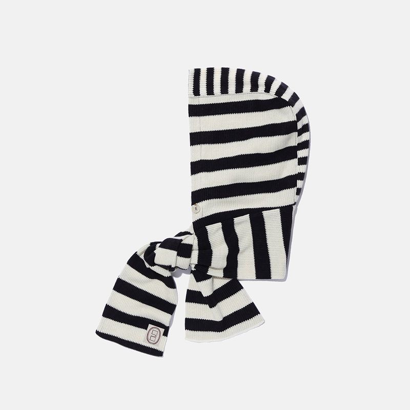 karactor（カラクター）の「ストライプニットバラクラバマフラー / Ivory black（ファッション小物）」
