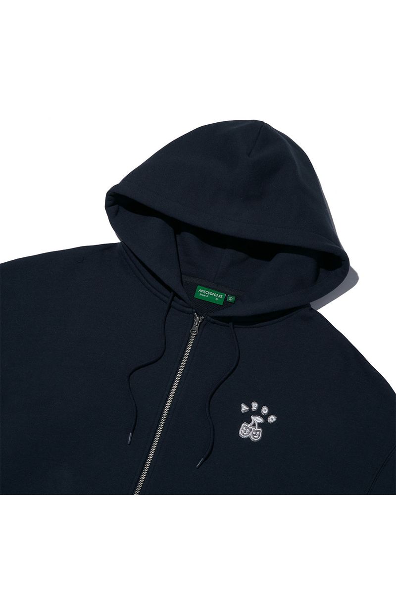 Cherry Bear Hood Zipup_Navy