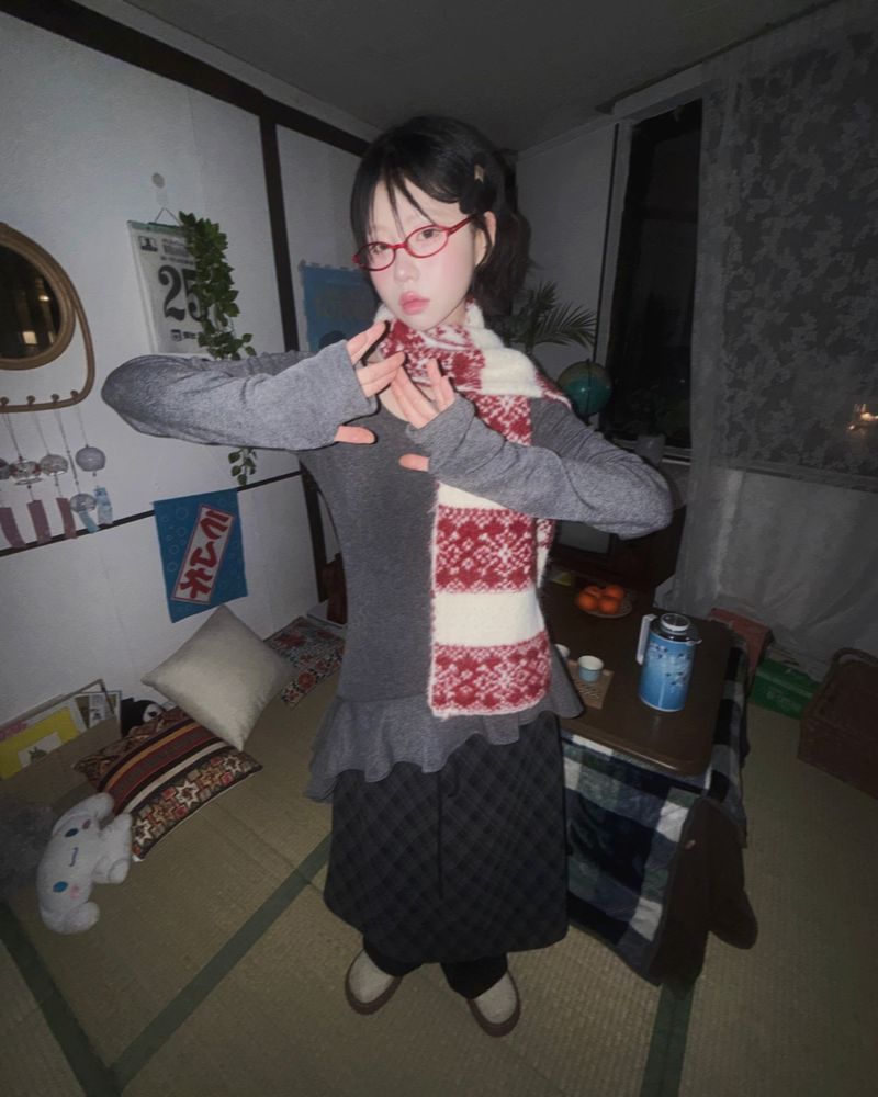 (2color)ソフトブラッシュブーツカットニットパンツ