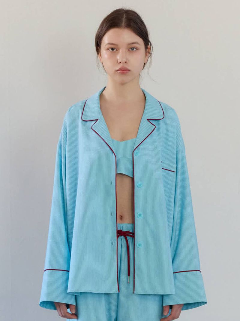 MOIFAIRE(モイフェア)の「ALL NIGHT STRIPED BRALETTE / SKYBLUE(Tops)」
