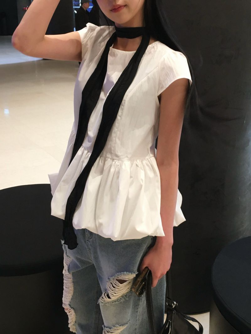 Has Balloon Puff Blouse (3c)