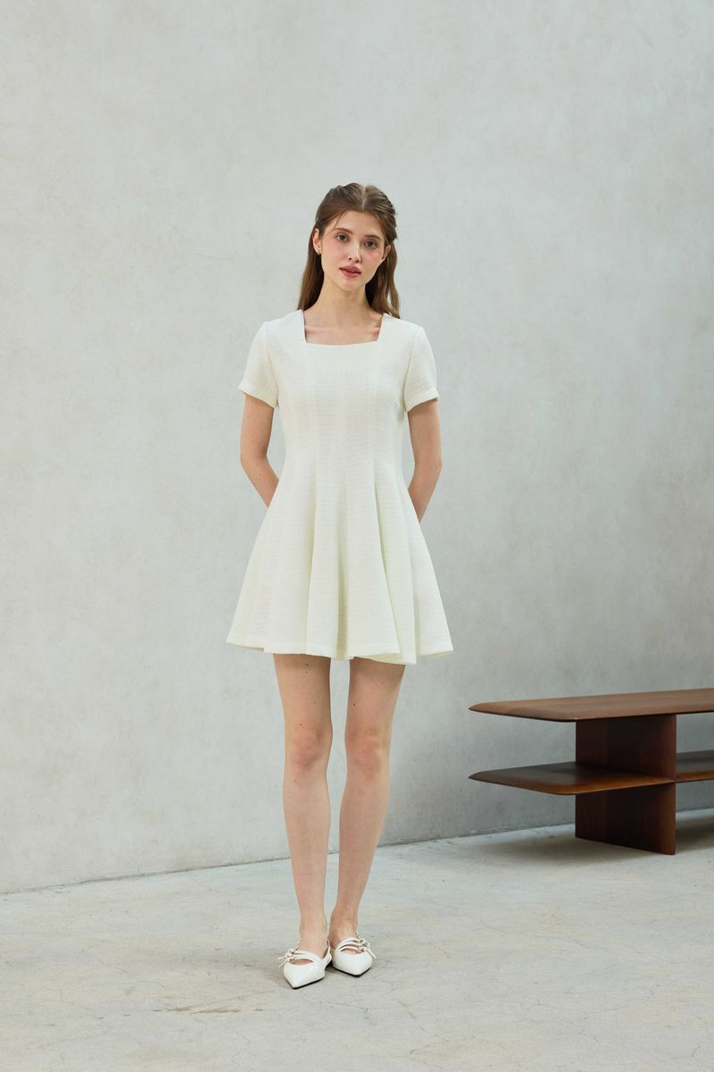 LANI TWEED DRESS / WHITE