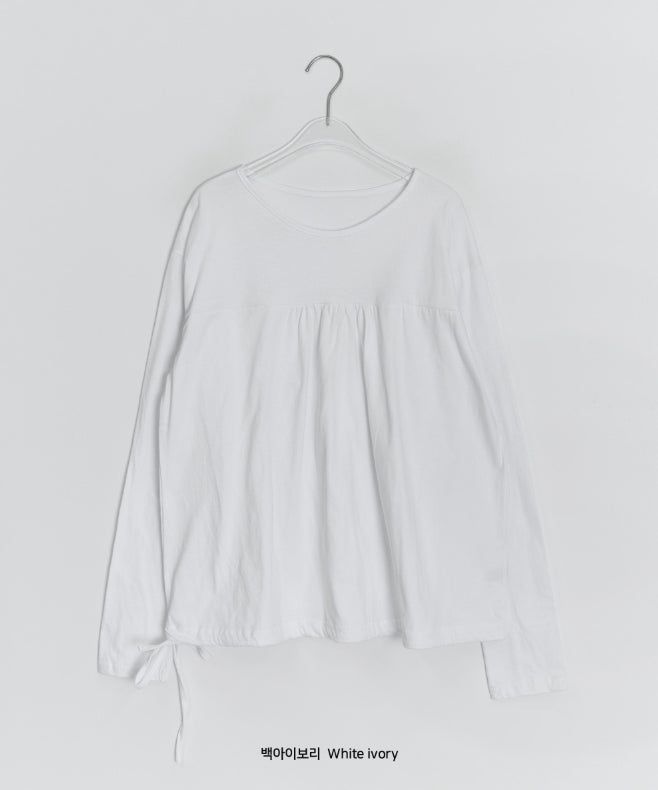 Raneehi Shirring Ribbon Long Sleeve Tee
