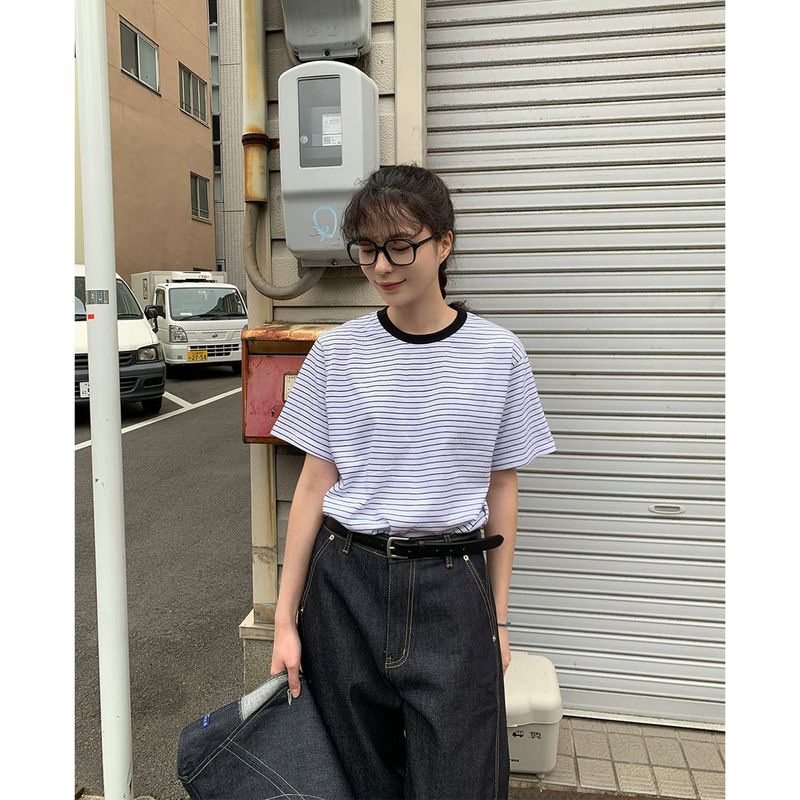 mirinaero(ミリネロ)の「Sloane striped T-shirt(Tops)」
