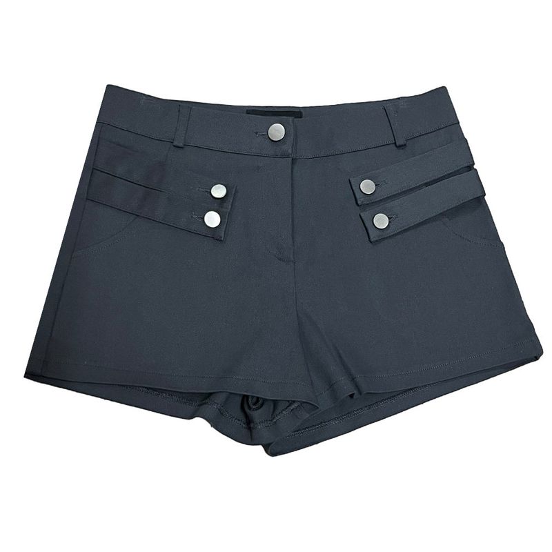 Modern Two Belt Button Bijou Short Pants