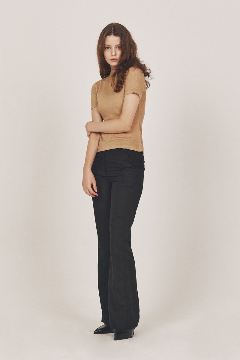wool blended Half top_camel