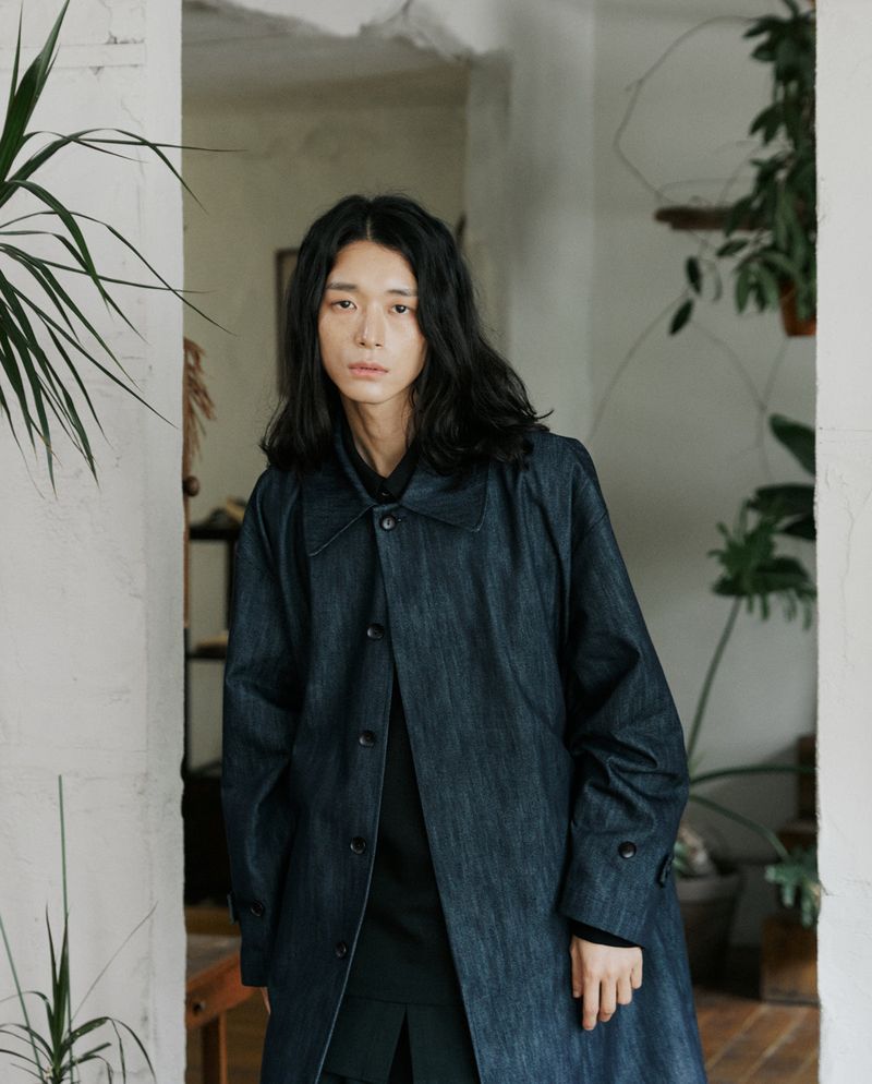 unisex mac coat denim
