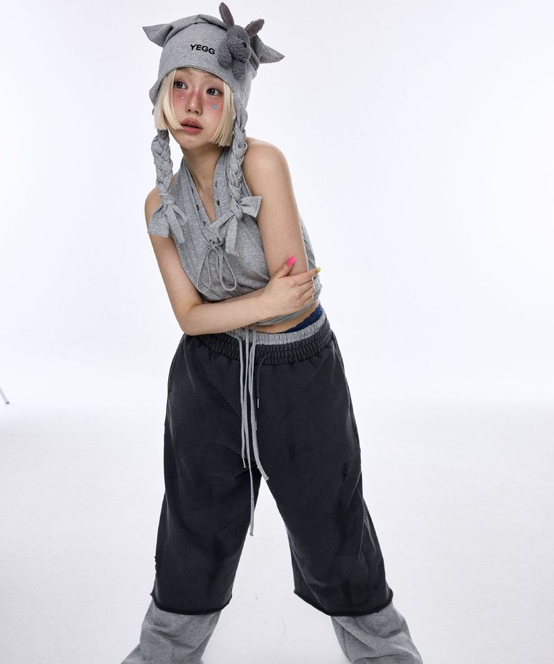 Eyelet Sleeveless Gray