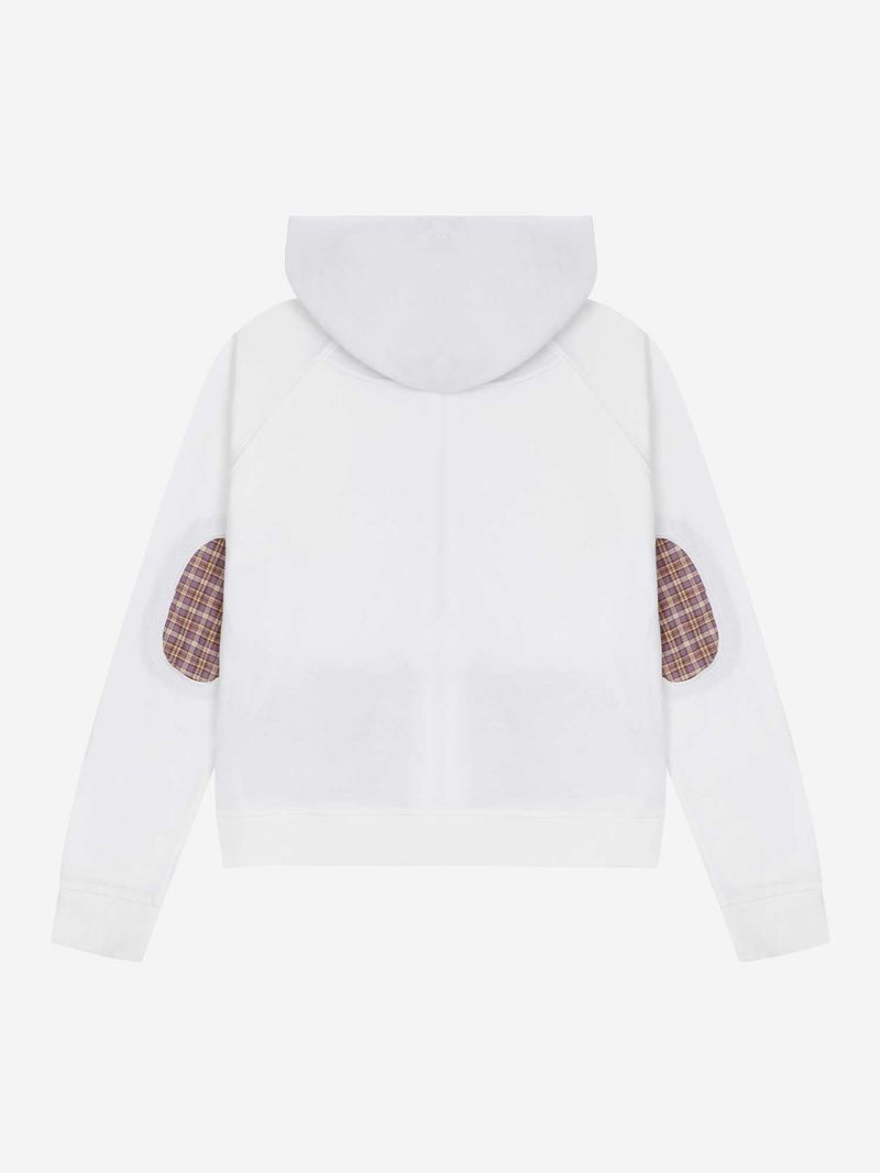 1/2 POCKET PATCHWORK HOODIE ZIP UP (WHITE)