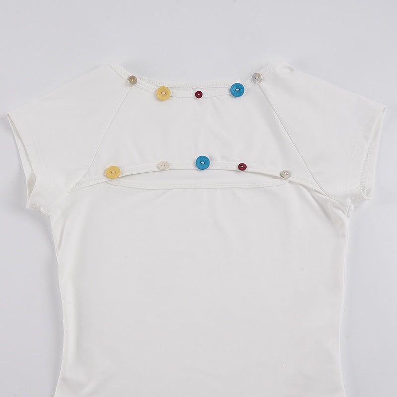 Anya Cutout Button Tee