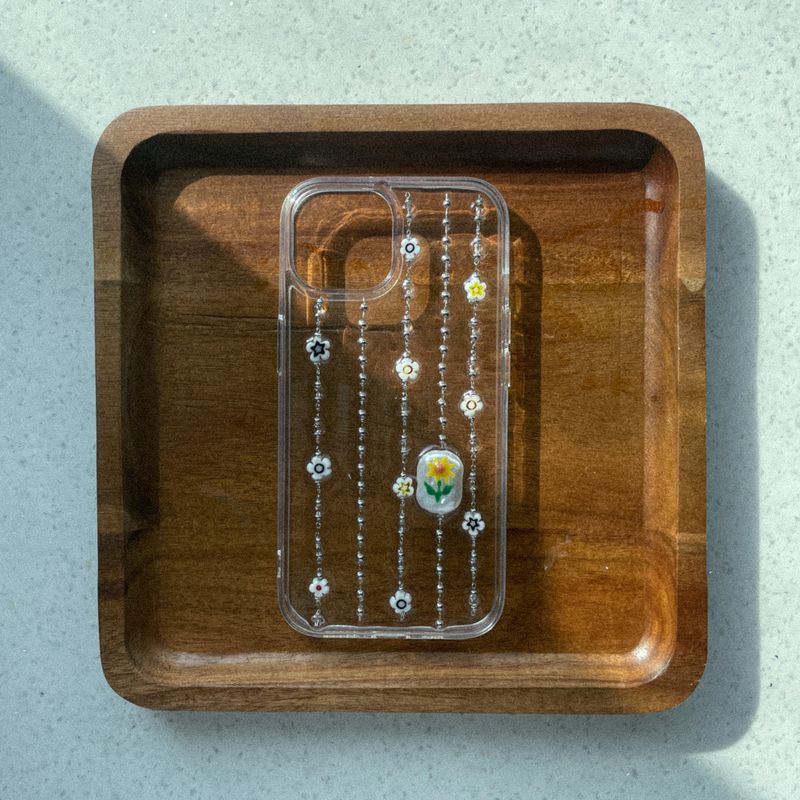 [MADE] Chain sunflower flower resin cell phone case