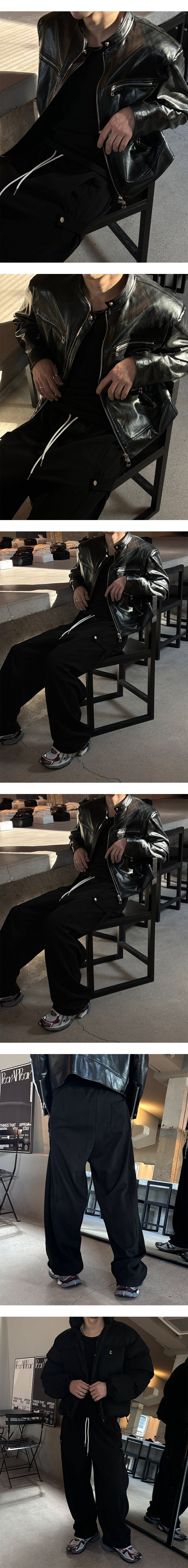 [Unisex] Side strap wide sweat pants(4color)
