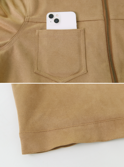 #Autumn Suede Collar Crop Jacket (4color)
