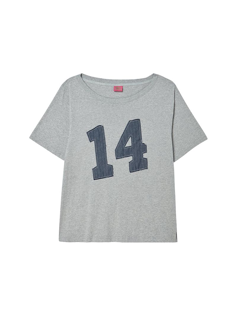  14 DENIM OFF SHOULDER TEE GREY
