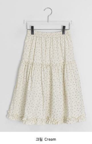 Bihina Flower Shirring Long Skirt