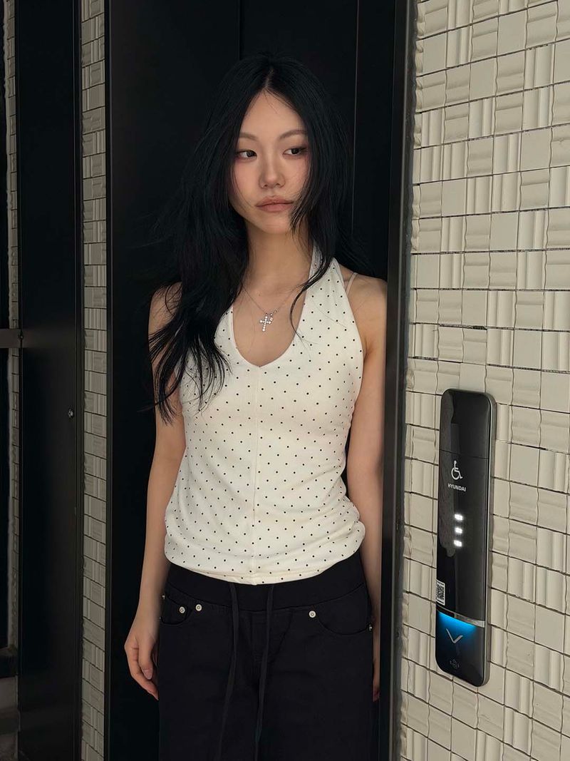 Micro dot halter top(3color)