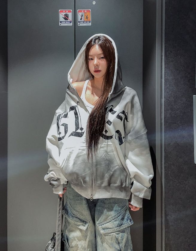 Bark Dirty Spray Two Way Hooded Zip-Up