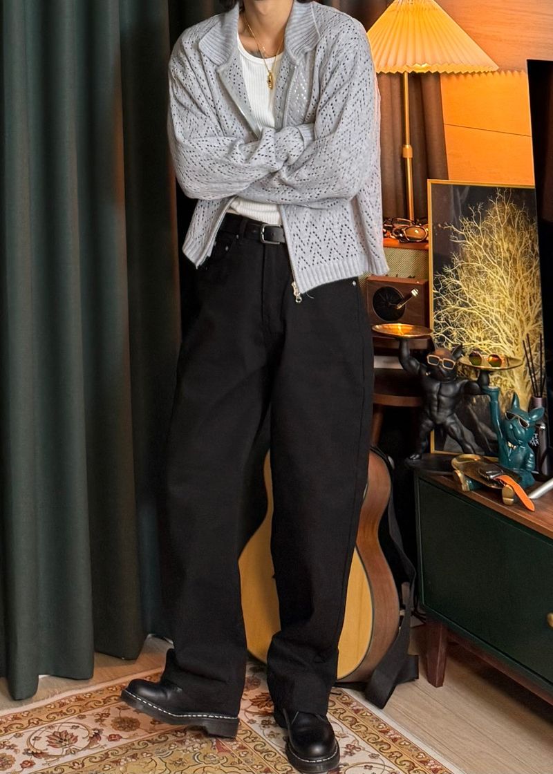 Cropped Knit Punching Zip-Up 4COLOR