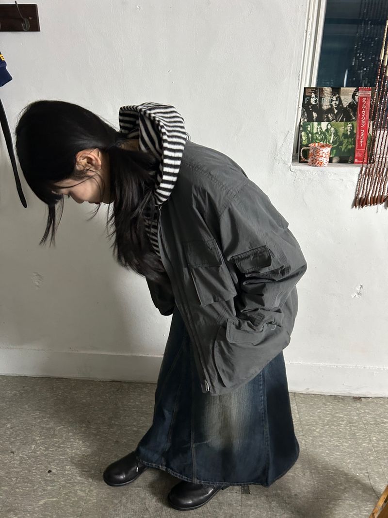 (2colors) bijou maxlong denim skirt