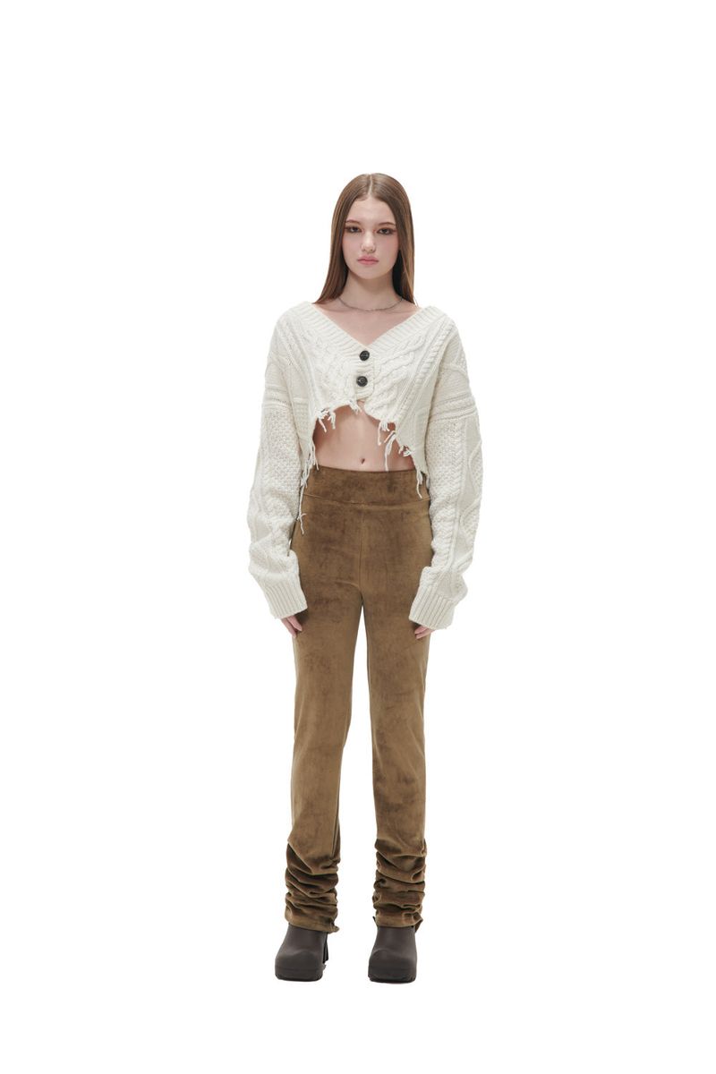 VELVET SHIRRING LEGGINGS