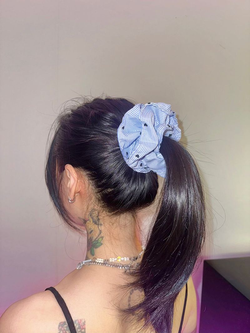 Summer stripe hair scrunchy