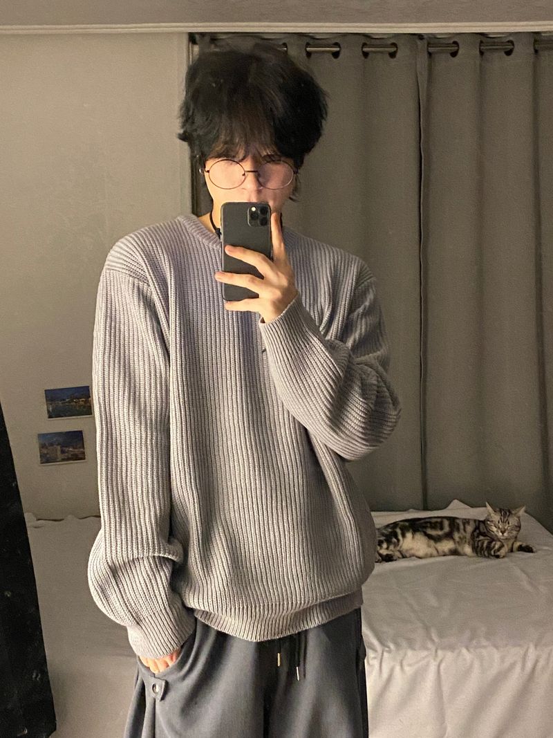 basic hachi round muji Knit 2C