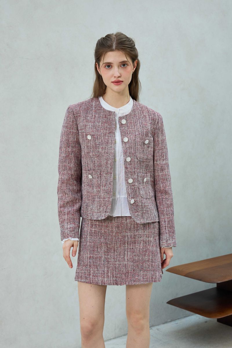 CHERISH TWEED SKIRT PANTS / RED