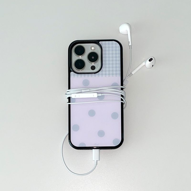 [MADE] [+MagSafe] DOT PATCH PHONE CASE PINK (glass black bumper)