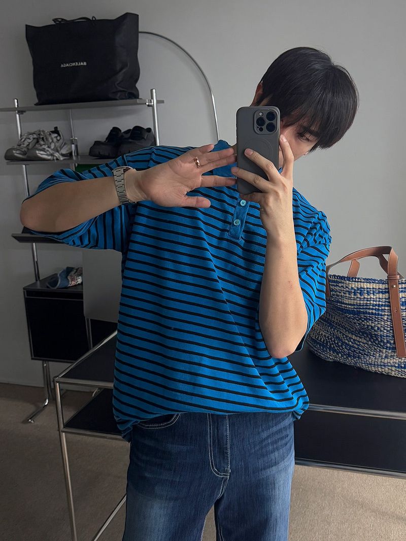 ASCLO（エジュクロ）の「ASCLO ピッグボーダーカラー半袖Tシャツ (4color)（トップス）」