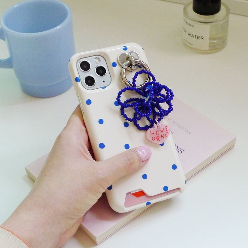 [MADE]Blue Flower Bead Keyring&Tok