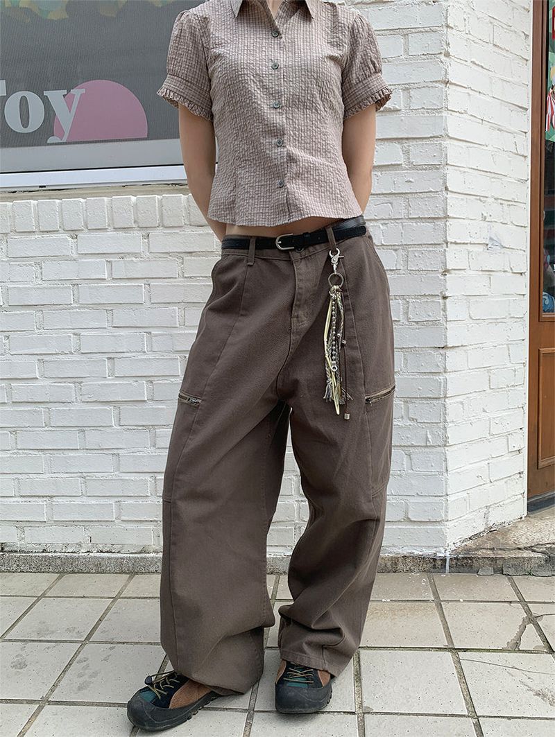 ZIPPER WIDE TROUSER PANTS (3C)