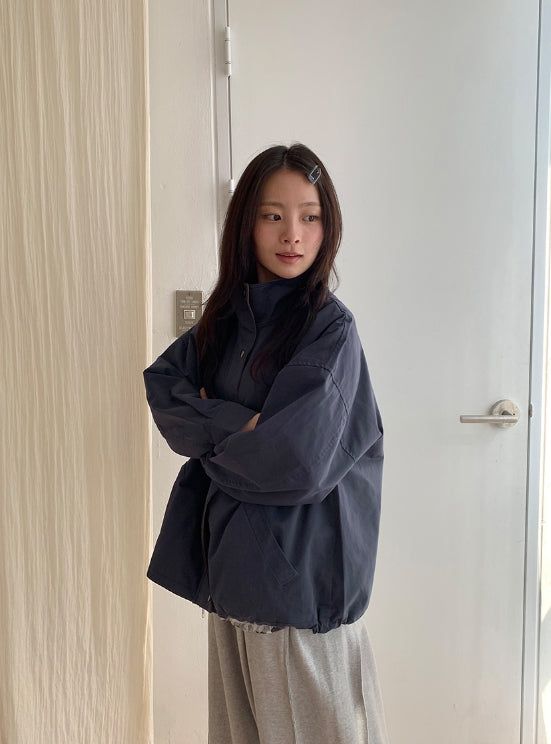 Cotton Color Matching Collar Bomber Jacket