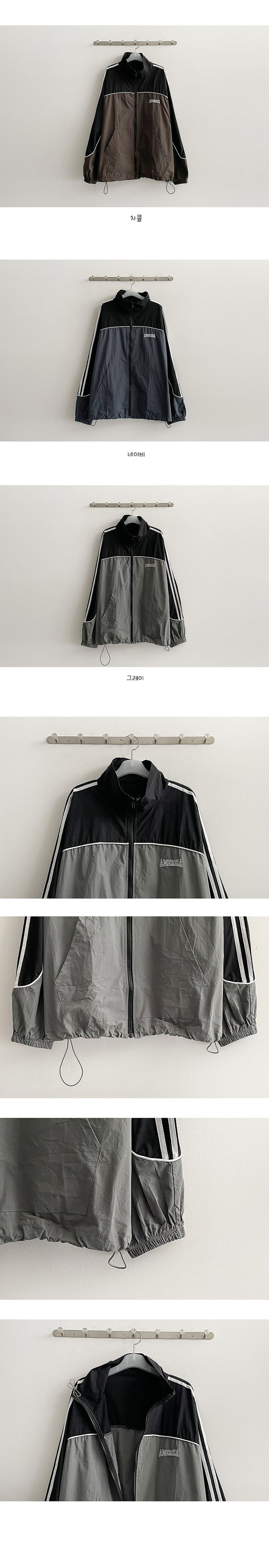 Wild Line Color Arrangement Track String Zip-Up Jumper