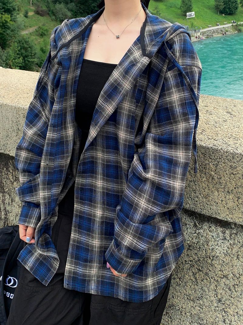 Authentic Hoodie Check Shirt 2C