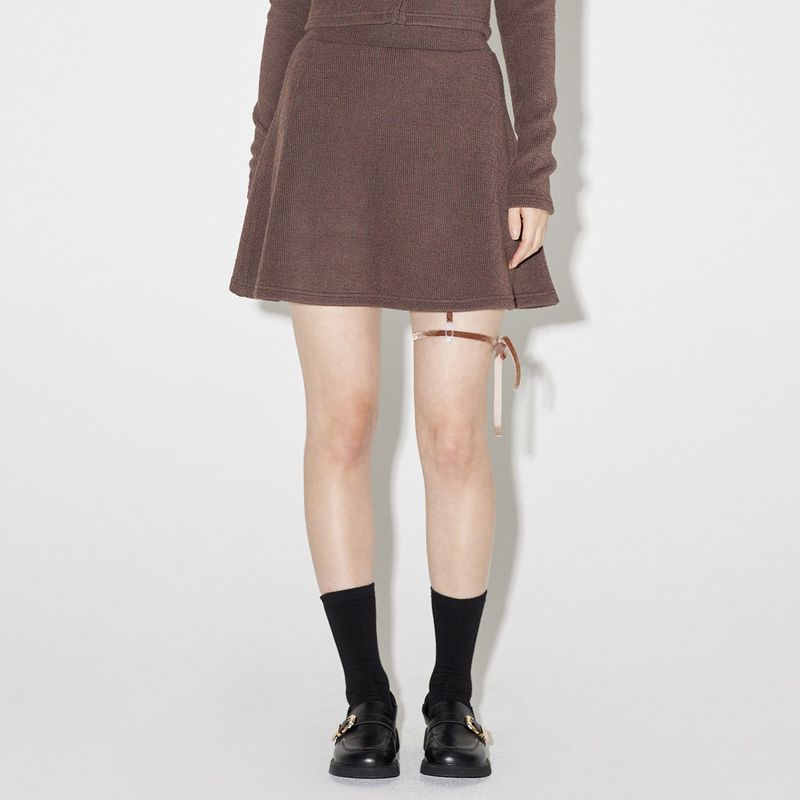 ヘイリーリボンニットスカート / Haley Ribbon Knit Skirt [BROWN]