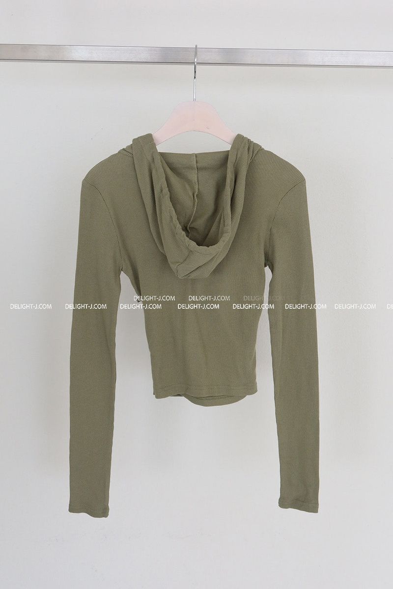 Hood Diagonal Snap Button Wrap T-Shirt