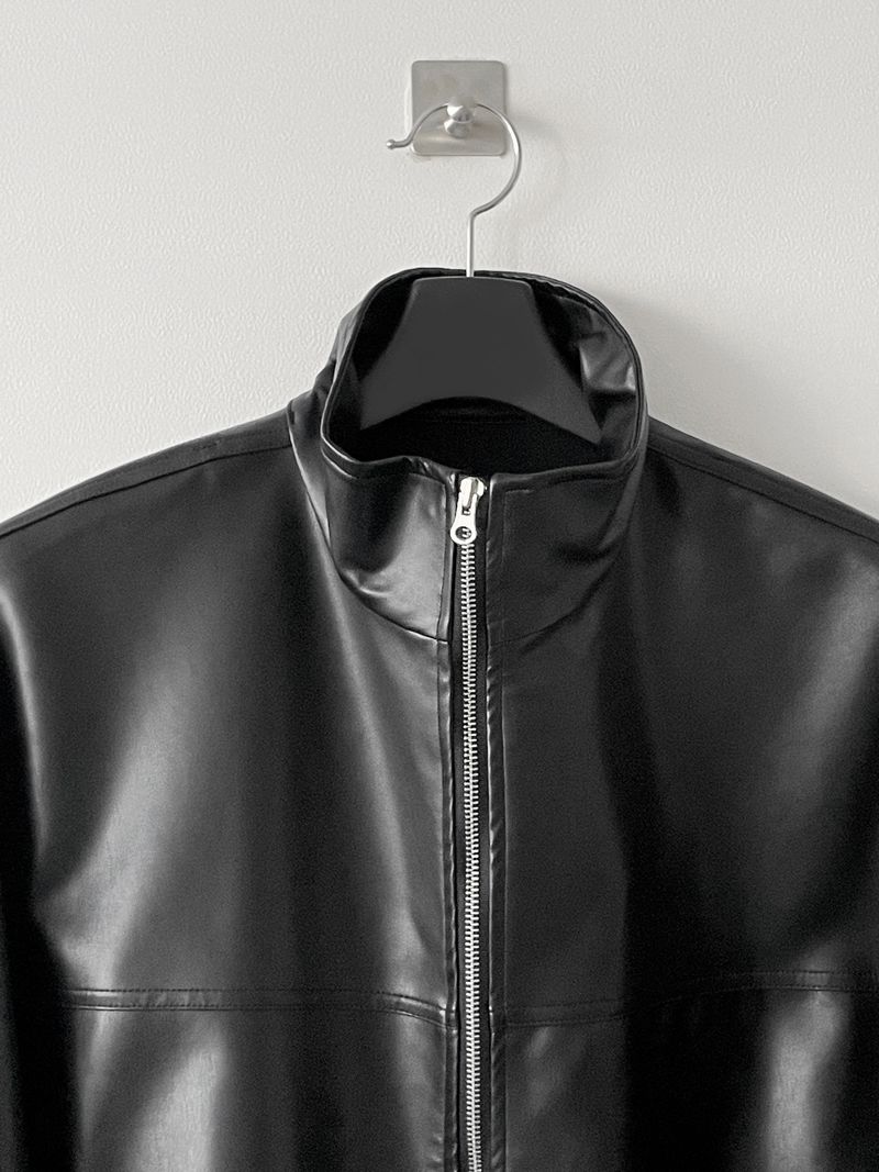 Simple leather string jacket