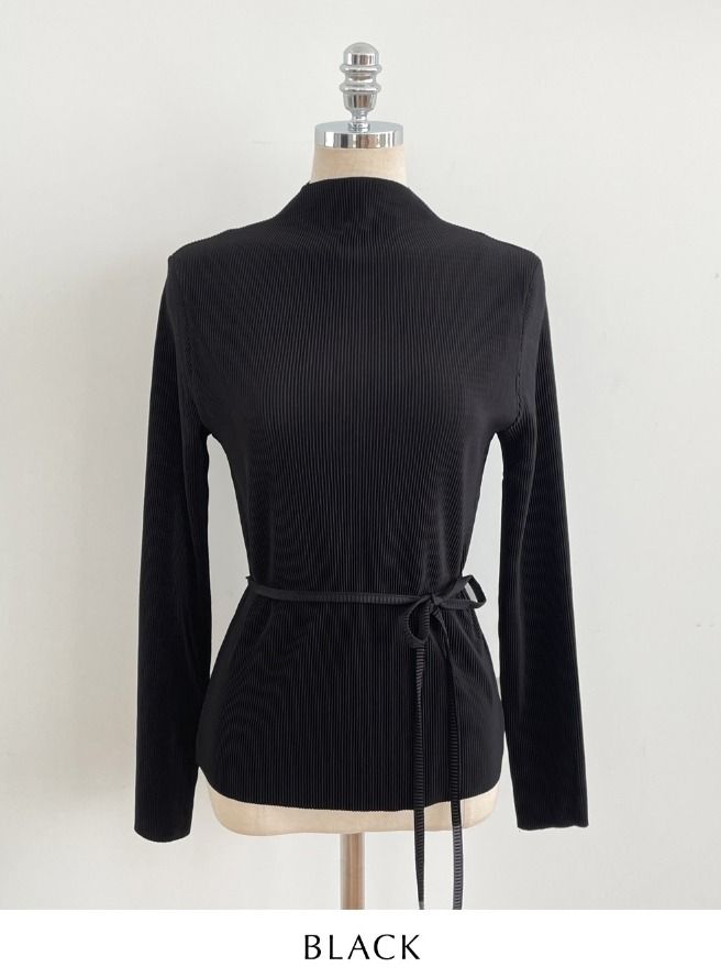 Serr Half-Neck Pleat Tee-Blouse (Strap Set)