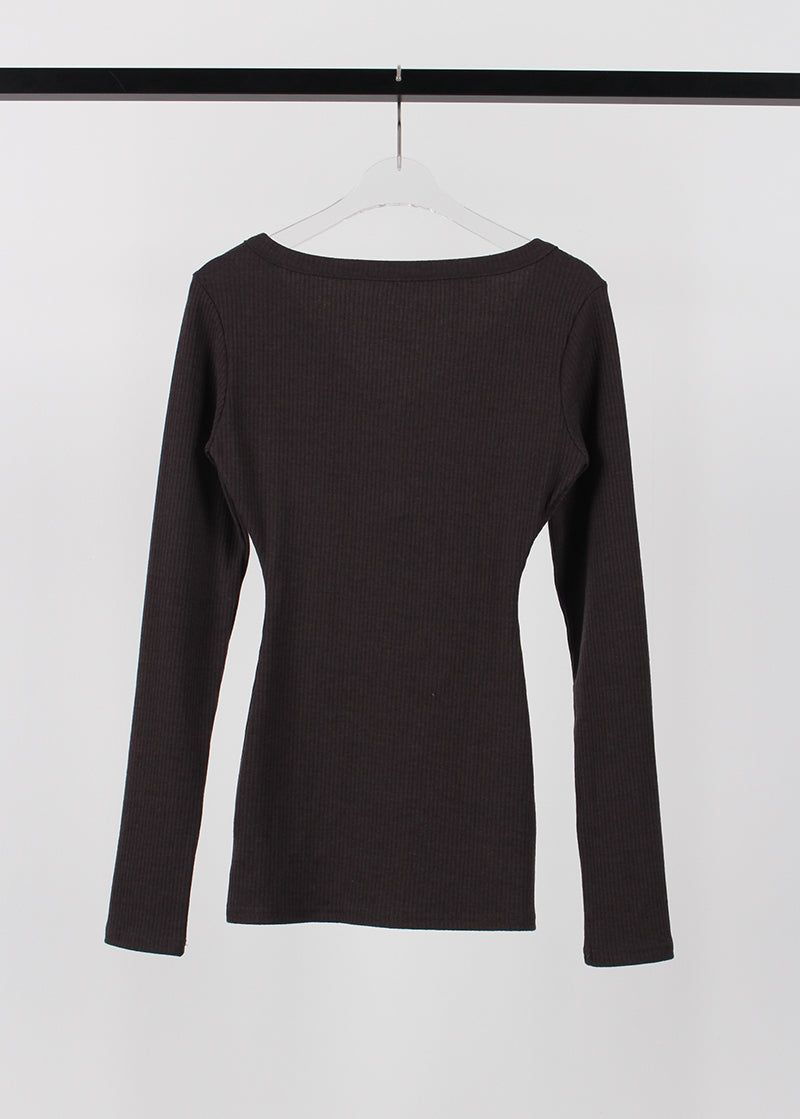 RIB BUTTON LONG TEE