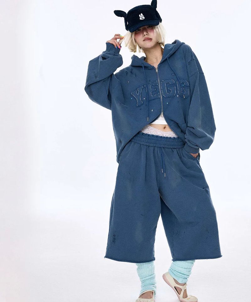 YEGG（イエグ）の「ディストロイド パンツ ブルー（パンツ）」
