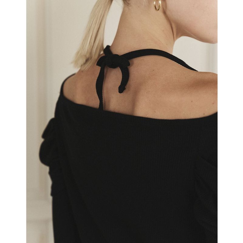 Lush shirring T-shirt (black)
