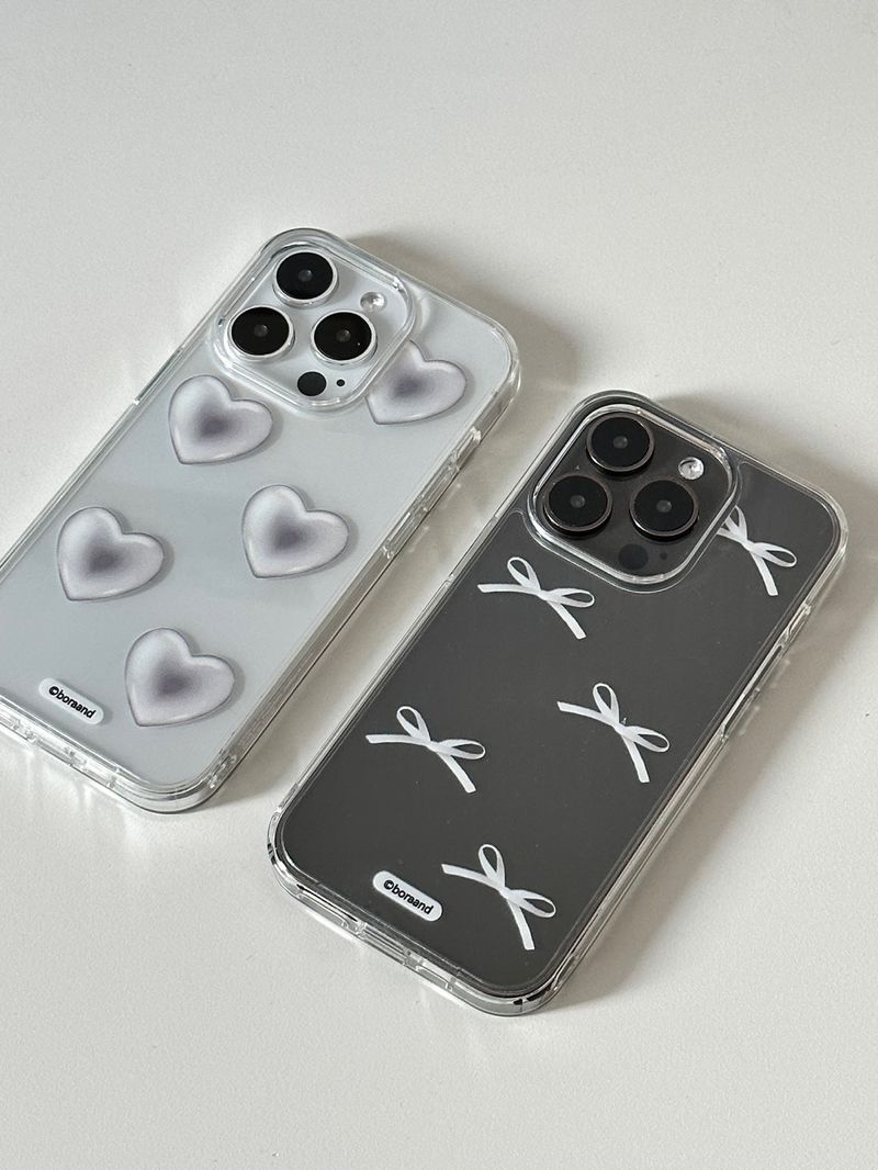 Silver Heart Ribbon Jell-hard case