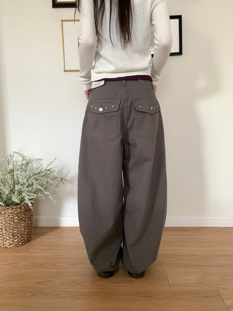 TWILL BACK POCKET STUD PANTS (3C)