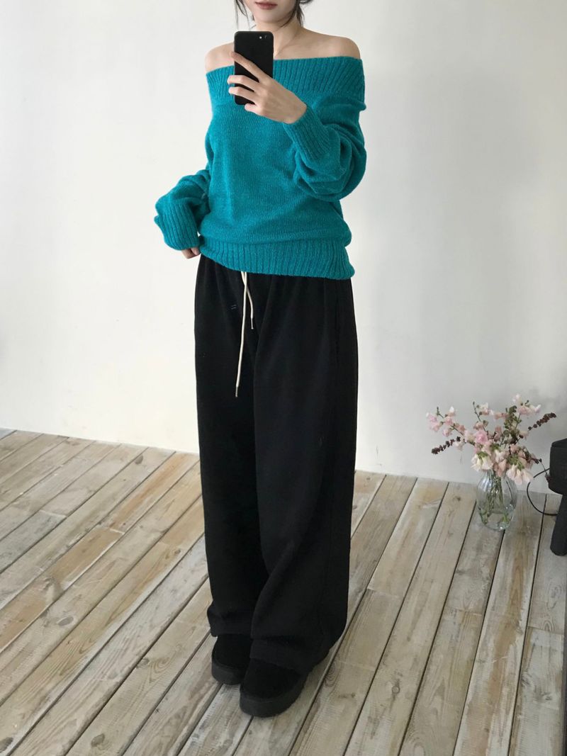 Slash mohair off-shoulder knit (3 colors)